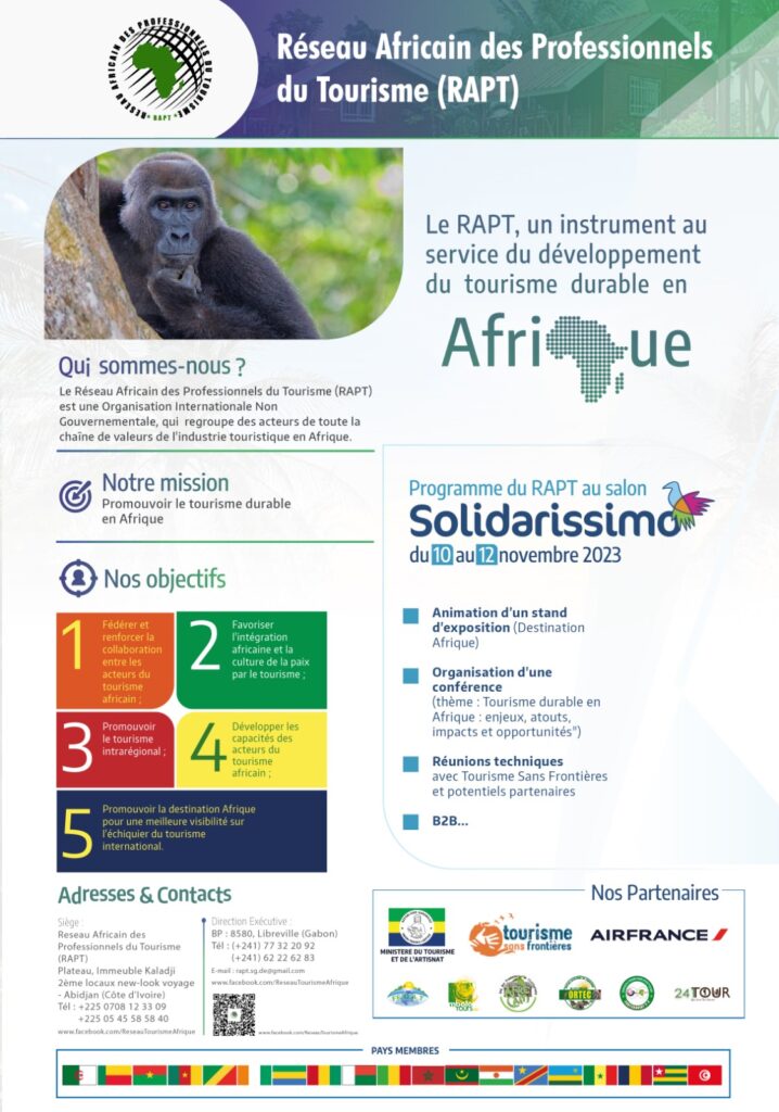 Visuel-RAPT-brochure-Solidarissimo-JPEG-718x1024 TERMES DE REFERENCE de la Participation du Réseau Africain des Professionnels du Tourisme (RAPT) au Salon Solidarissmo du 10 au 12 Novembre 2023 Evénements Solidarissimo 